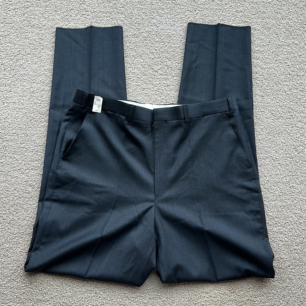 Vintage new custom-made wool knit high rise straight leg suit workwear trouser